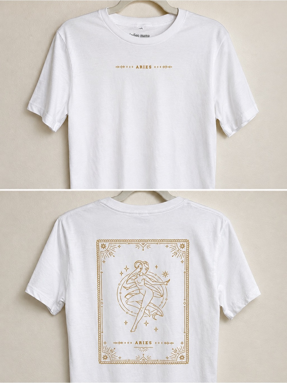 LOT OF 50 Zodiac Graphic Tee  - White with Gold Print